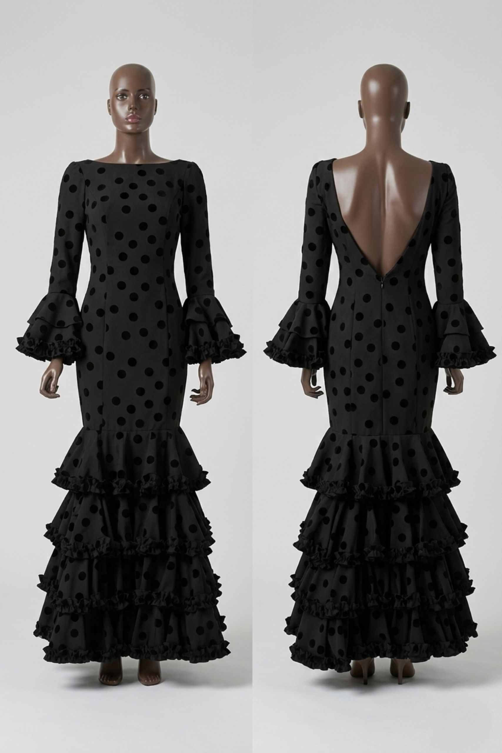 Vestido Flamenca Carmen Negro lunar