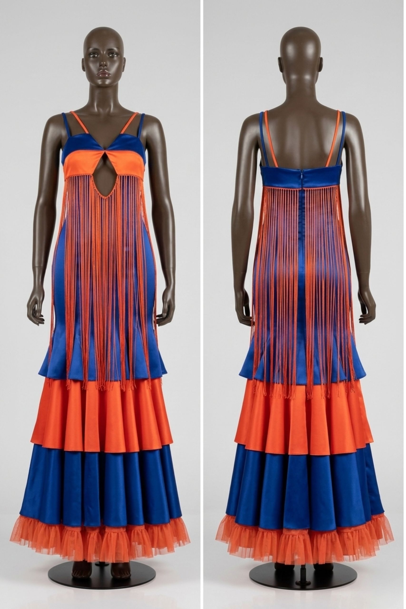 Vestido Flamenca Conil Naranja y azul